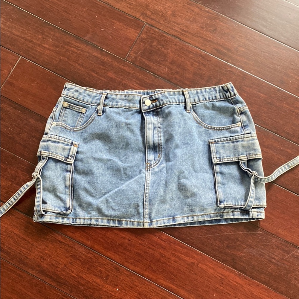 Denim Mini Skirt with Pockets